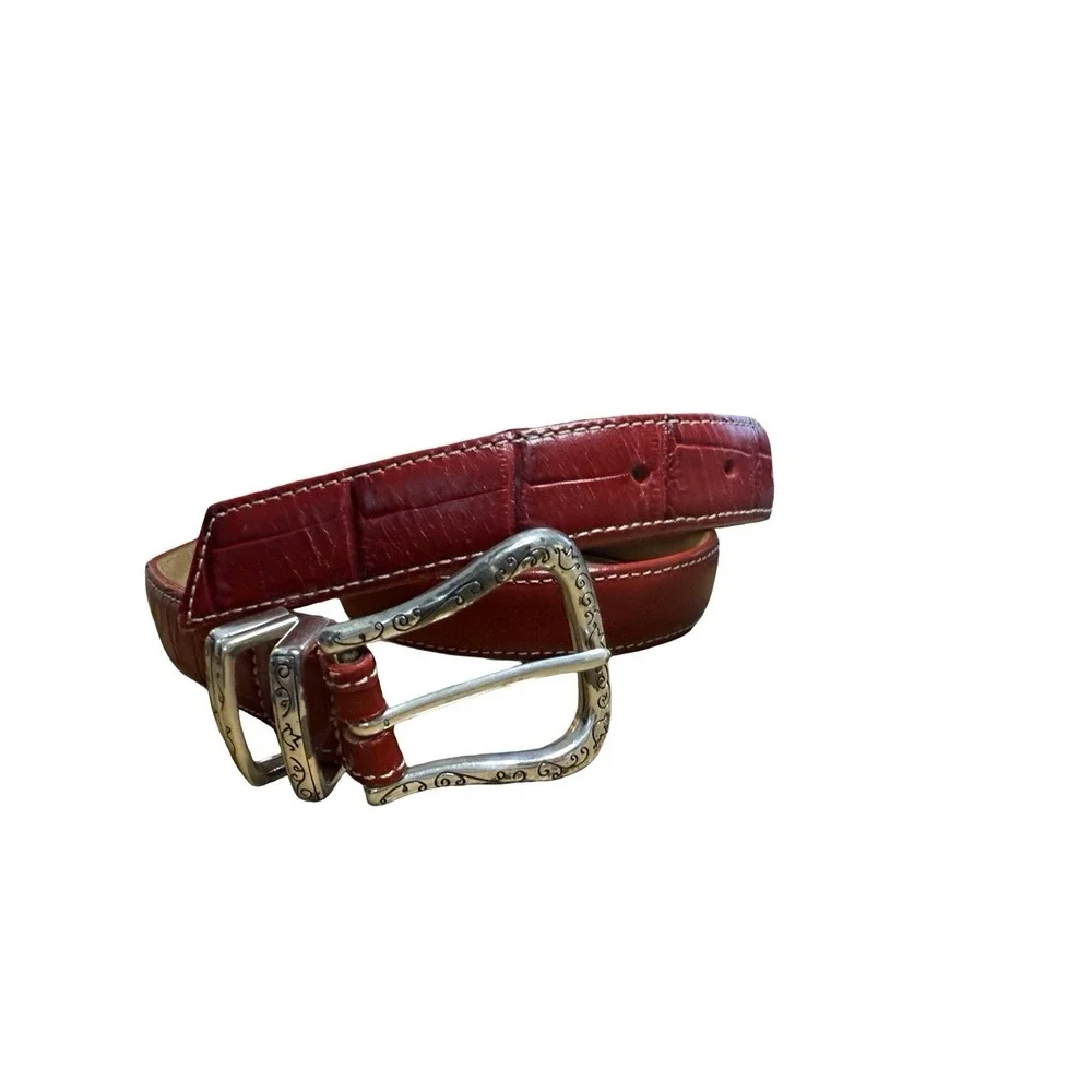 Brighton Leather Belt Red Brown Sz 32 M/L  B30027‎